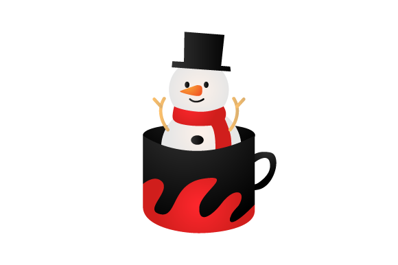 Cartoon Snowman Inside Cup Design