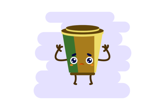 Coffee Cup Character Kawaii Clipart