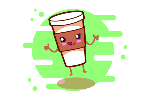 Coffee Cup Chocolate Kawaii Circle Style