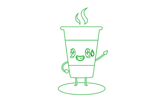 Coffee Cup Cold Break Green Outline