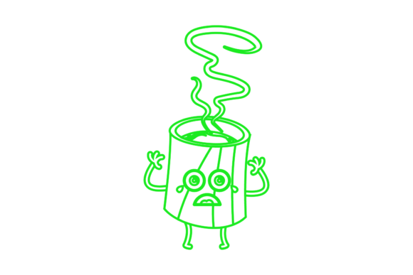 Coffee Cup Dessert Kawaii Outline