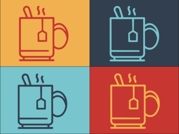 Cup Tea Outline Style