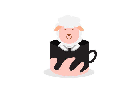 Cute Animal Sheep Character Inside Cup