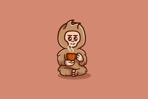 Cute Bigfoot with a Cup of Coffee