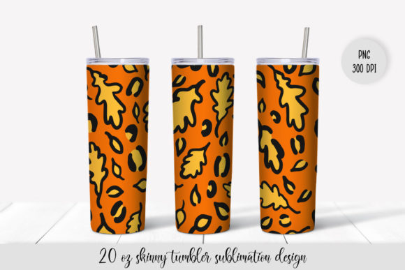 Fall Leopard Tumbler Sublimation Design