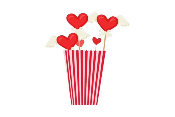 Flying Heart on a Popcorn Cup Vector