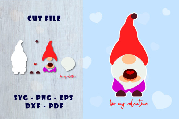 Gnome Valentine SVG with Cake