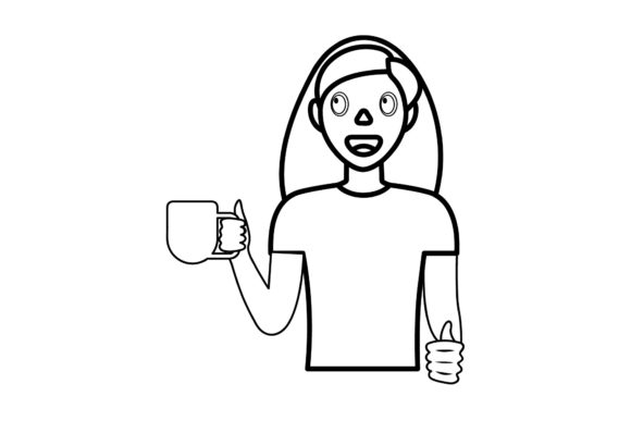 Mom Icon Bring Cup Black Line Design Art