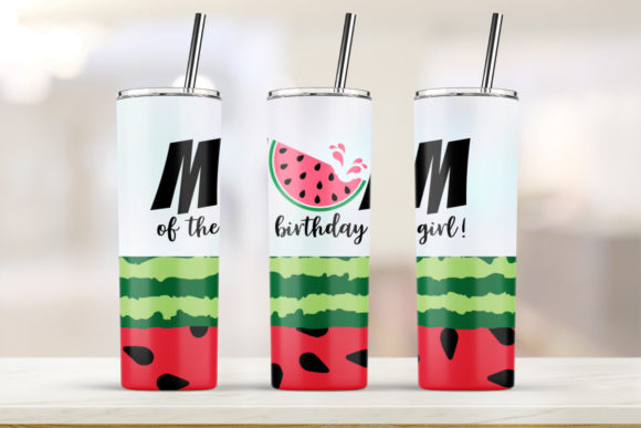 MOM Watermelon Drip Glitter Tumbler