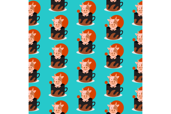 Seamless Pattern Inside Cup Animal Cow