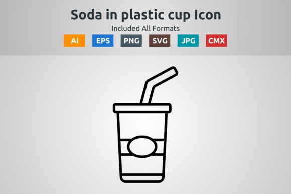 Soda in Plastic Cup Vector Outline Icon