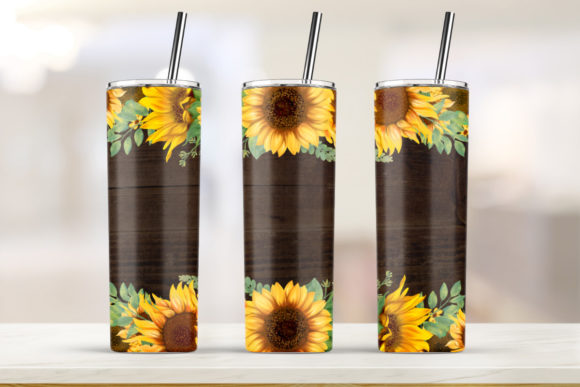 Sunflower Wood 20oz Skinny Tumbler