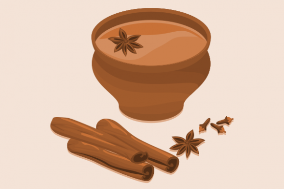 Top Side View Masala Chai in Pottery Cup
