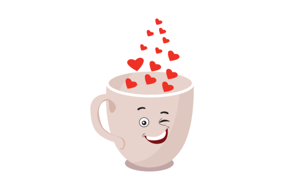 Valentine Kawaii Cup Love Vector
