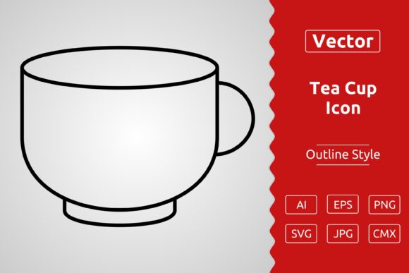 Vector Tea Cup Outline Icon Design