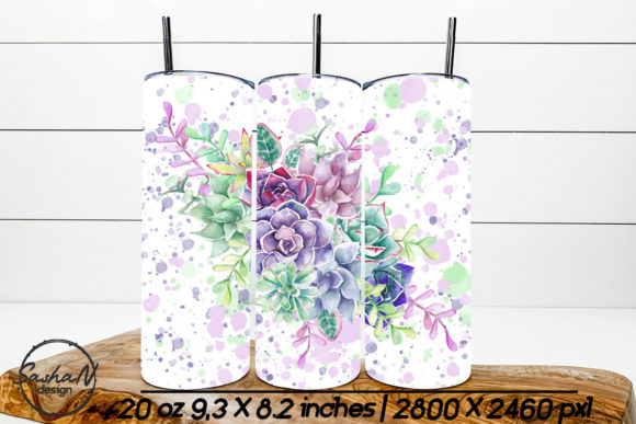 Watercolor Succulent Tumbler, 20 Oz